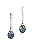Genuine Opal Earrings - Australian Triplet Opal Earrings in 18K White Gold Plated Sterling Silver...