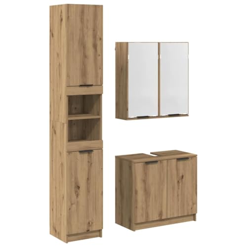 vidaXL Juego de Muebles de Baño Roble Artesanal Madera de ingeniería, Almacenamiento en Baño, Conjunto Moderno, Conjunto Elegante de Organización, Pieza Funcional, Organizador de Espacio Sleek