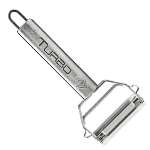 TURBO PRODUKTE Original Turbo Julienneschneider - Julienne Schäler für Gemüse - Zucchini Spaghetti Schneider - Breite Klinge - Hochwertiger Edelstahl