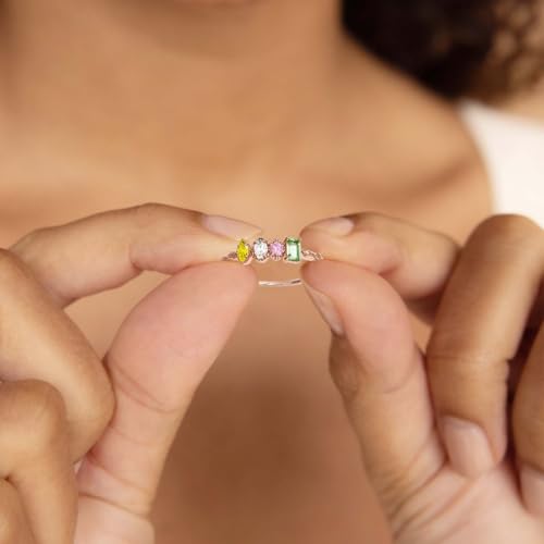 MOTICIUS Personalized Mothers Ring Custom Birthstone Rings for Women Custom Multiple Birthstones Ring Customized Mother Grandma Family Rings Promise Gifts for Engagements Wedding2
