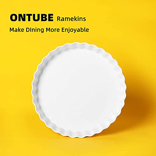 Ontube Pie Pans- 11 Inches Ceramic Quiche Pans, Round Pie Tins For Baking,Oven Safe, Set Of 2 (White) #TOP4