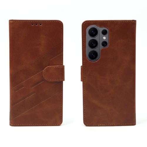 Étui Samsung Galaxy A26 5G marron clapet anti-rayure avec support de visionnage