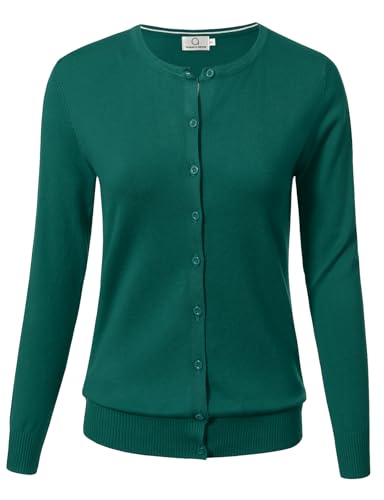 Image of Allsense Women's Long-Sleeve Crewneck Cardigan | Classic Button Down Sweater, Soft Fine Knit, Lightweight