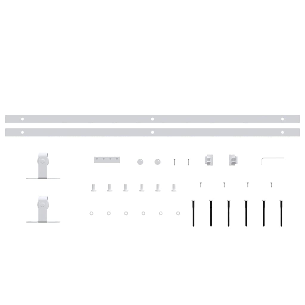 vidaXL Kit Min Puerta Corredera Armario Guías Carril Herrajes Percha Sistema Mecanismo para Granero Cocina Estudio Decoración Acero Carbono Blanca