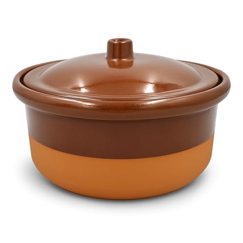 Olla Cazuela Tartera cacerola barro esmaltado 24 o 28 cms diámetro CON TAPA (28 x 17 cms alta)