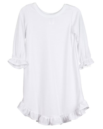 I.C. Collections Little Girls Solid White Monogrammable PJ Nightgown, (Size 3-8)