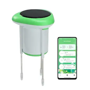 WiFi Soil Moisture Meter, 3-in-1 Smart Soil Tester for EC/Temp/Moisture, Wireless Plant Monitor with App, High Precision Digital Soil Sensor for Indoor Outdoor Garden & Lawn(Solar Powered)