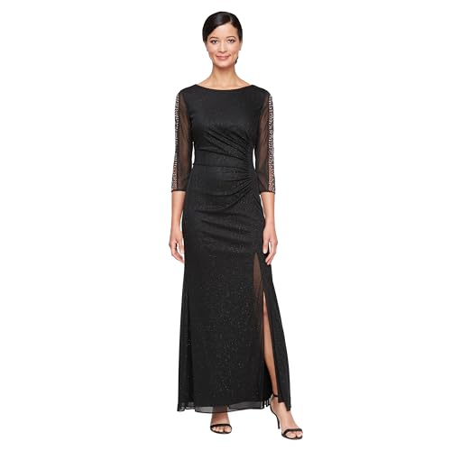 sl fashion new york dresses SL Fashions Sequined Lace Midi Dress - Black main image 1