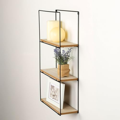 AKTIVE MAX Home Estantería de Pared, 30x10x50 cm, Peso máximo soportado 6 kg, 3 baldas, con Estructura Metal, Rectangular, Diseño Moderno para Colgar, Decoración salón, Dormitorio (18474) - imagen 5