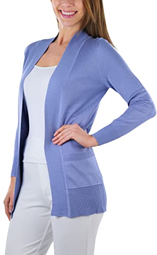 Image of ToBeInStyle Women's Long Sleeve Rib Banded Open Sweater Cardigan