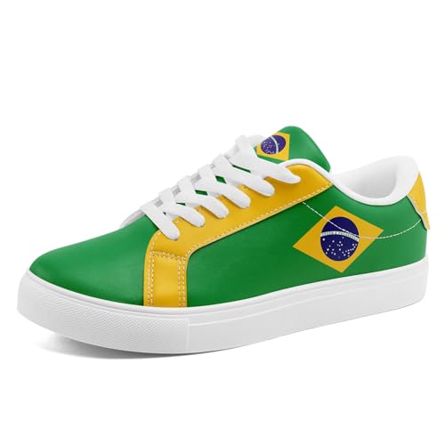 AWSOLE Brazil Flag Sneakers Women, Brazil Soccer Fan Low