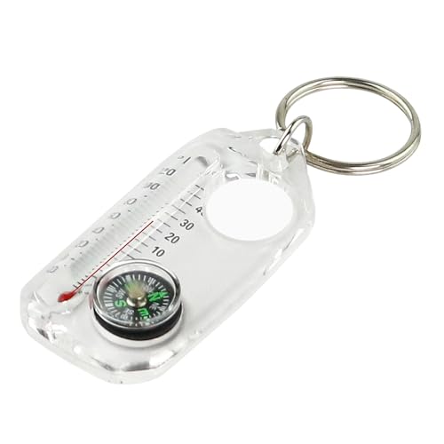 Compass Thermometers Keyring - Survival Thermometers Compass Keychain | Compasses Thermometers Keychain | Small Keychain with Compass | Pocket Sized Compass Keyring Gear for Outdoor Camping