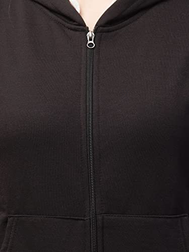 Image of Women's Solid Casual Zipper Cotton Relaxed Fit Sweatshirt for Winter