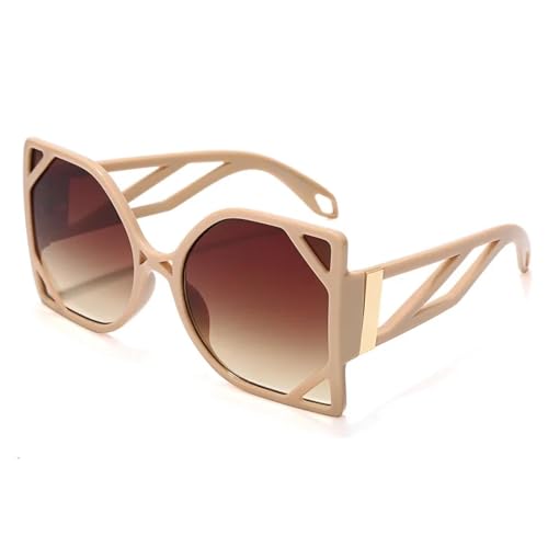Lunettes de soleil femmes de luxe grand format beige protection UV400