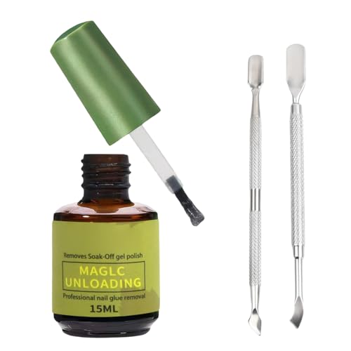 Crema Quitaesmalte Gel Nail Polish removedor quitaesmalte para Uñas con Empujador de Cutícula y Lima de Uñas, Elimina Fácil y Rápidamente el Esmalte en 3-5 Minutos, No Daña las Uñas 15ml
