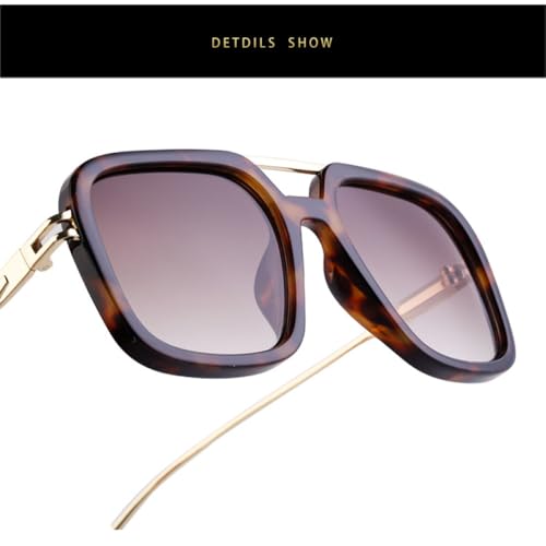 Fashion Double Bridges Square Men Driving Sunglasses Retro Gradient Shades UV4003