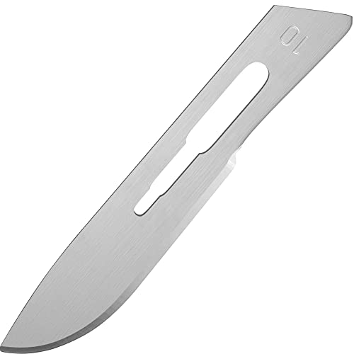 Image of Scalpel Blades Sterile High Carbon Steel Dermablade, # 10 Surgical Blades for Dermaplaning, Individually Wrapped Box of 100 Pcs + # 3 Scalpel Handle
