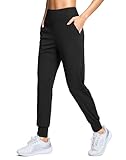 SANTINY Women's Joggers Pants with Pockets Lightweight High Waisted Athletic Gym Workout Pants for Women Yoga Travel (Black_L)