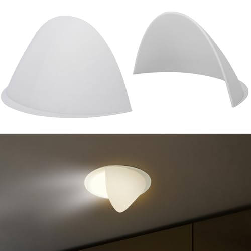 4-Pack Stick-On Half Shades for Recessed Ceiling Lights – Glare Blocker & Light Diffuser Covers, Easy Installation, White