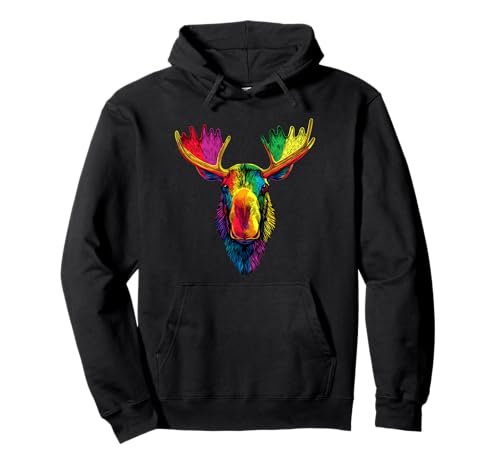 Pullover mit Elch Motiv 18 Elch Moose Elchbulle Elchkuh Geweih Hirsch Wilde Elche Pullover Hoodie