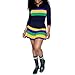 Womens Outfit, 2 Piece Striped, Long Sleeve Quarter Button Top with Pleated Skirt Set, for Workout Black l