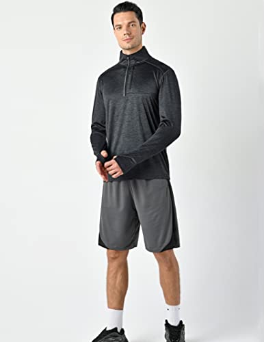 Liberty Imports Pack Of 3 Men's Performance Quarter Zip Pullovers With Pockets, Quick Dry Active Long Sleeve Shirts (Set 1, Large) #TOP4