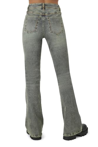 Forever 21 Women's Stone Wash High-Rise Flare Jeans3