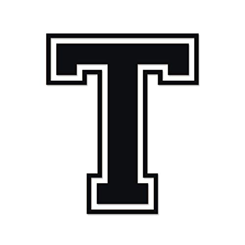 Applicable Pun Varsity Letter T - Vinyl Decal for Outdoor Use on Cars, ATV, Boats, Windows and More - Black 3 Inches Tall