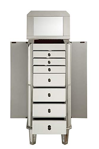 Elegant Lighting Danville 7 Drawer Mirrored Jewelry Armoire In Silver #TOP5