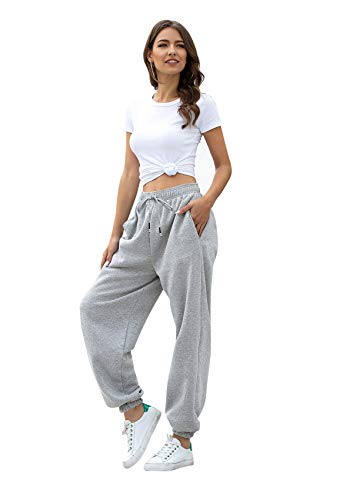 Womens Cinch Bottom Sweatpants Pockets High Waist Sporty Gym Athletic Fit Jogger Pants Lounge Trousers4