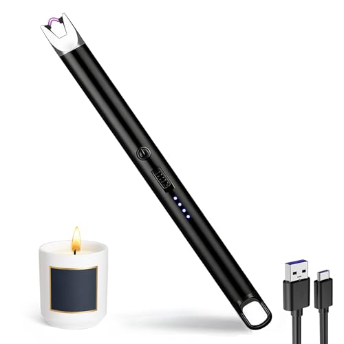 JIEYUCHU Encendedor Electrico, Encendedor Velas, Mechero Electrico USB Recargable Arco Electrico para Velas, Chimenea, Barbacoa, Camping (Negro)