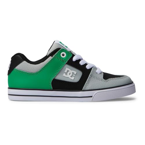 DC Boy's Unisex-Child Pure Casual Skate Shoe, Black/Kelly Green, 11 Little Kid