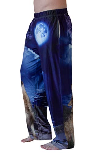 Collections Etc Unisex Howling Wolf Lounge Pants Multi-Colored Large2