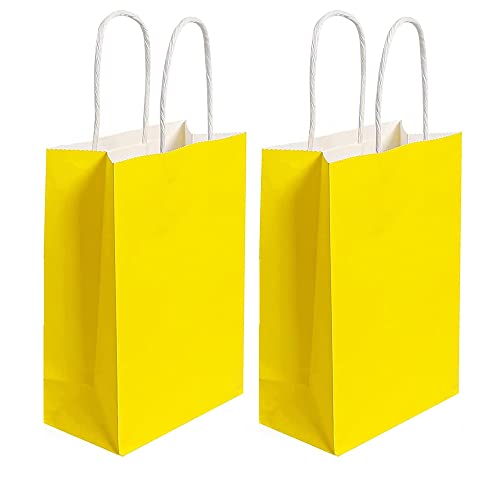 YDDM 15 Stück Papiertüten,Papiertüten Bunt,Geschenktüten Papier Geburtstag,mit Griff,Ideal für Kindergeburtstag Partys,Hochzeiten,Feiern,Geschenktüten und Süßigkeiten(Gelb) Cover