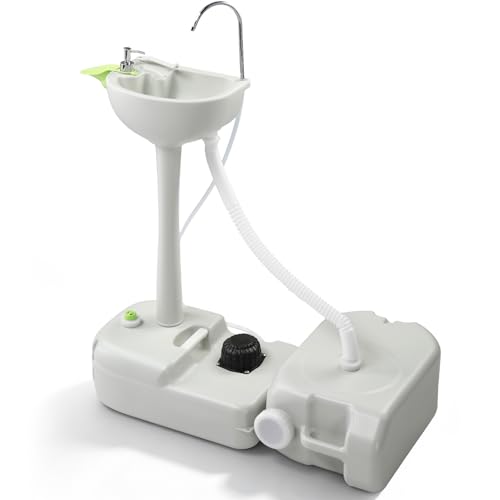 Image of Portable Sink, Camping Sink with 19L Water Tank and 24L Wastewater Tank, Hand Wash Station with Wheels, Soap Dispenser & Towel Holder, Outdoor Wash Basin for Garden, Travel, Festivals, Boat, Worksite