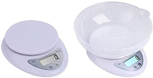 Küchenwaage Digital Digitalwaage Elektronische Küchenwaage 1000 g / 0,1 g Genauigkeit mit Tablett, hintergrundbeleuchtetem LCD-Bildschirm und Tara-Funktion - Weiß (Color : 5000g/1g)