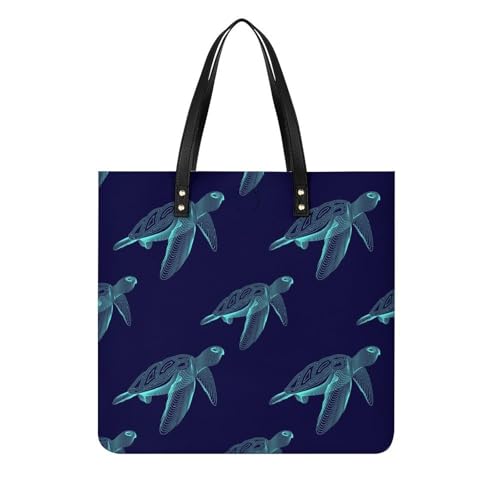 Sac bandoulière tote bag Tortue Bleue grand format shopper pour voyage