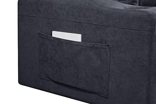 Biadnbz Reversible Sectional Sofa Sleeper With Storage Chaise Lounge And Cupholders, Modern L-Shaped Couch Sofabed With Pillows&Side Pockets For Living Room Apartment, Dark Gray #TOP6