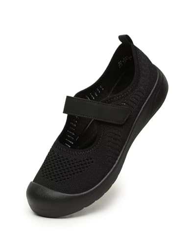 Women's Mary Jane Flats Comfortable Knit Slip-on Walking Shoes Ballet Flats Dressy Casual Shoes with Adjustable Straps Arch Support