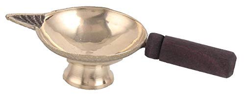 Artshai Set Di 2 Diya In Ottone Massiccio A Forma Di Fiore – Lampada Ad Olio Per Pooja E Diwali (Altezza 5 Cm) - 3