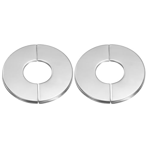 sourcing map 2pcs Wall Split Flange 1.02 (26mm) Stainless Steel Round Self-Adhesive Split Flange Pipe Cover Clip-on Escutcheon Collar for Floor Ceiling Bathroom Kitchen Toilet