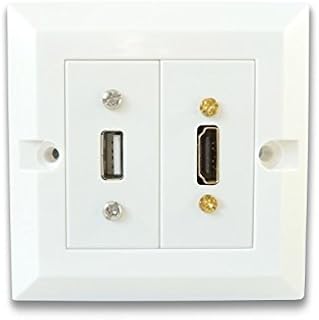 C4A® Single HDMI and USB Wall Plate/Easy Connect Faceplate/White