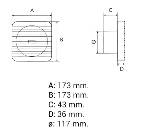 VoltShine 120 mm Axialabluftventilator, 230 V/50 Hz, ideal für die Belüftung von Räumen und die Absaugung von Luft in engen Räumen.