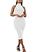 GOBLES Women's Sexy Halter High Neck Elegant Sleeveless Bodycon Midi Club Dress White