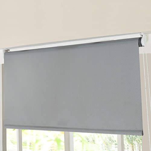 Image of Deco Window 100% Blackout Roller Blinds for Windows 3Ft 5in X 7Ft (W X H) Sun, UV Protection & Glare Resistant for Home & Office-Mineral Gray