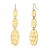 Lnmoieu Gold Hammered Dangle Earrings for Women Chunky Statement Earrings Jewelry