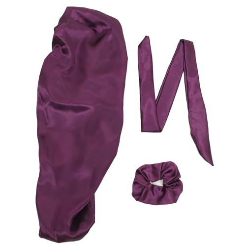 Bonnet en satin pour cheveux longs contre la casse : set de nuit réutilisable pour éviter les nœuds