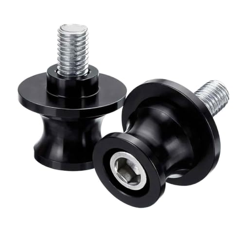 GWEOR 2 Pcs Diabolos Moto M6 6mm, Soporte Basculante de Aluminio CNC para Elevador de Caballete Trasero, Tornillos de Soporte para Moto Accesorios Universales, Negro