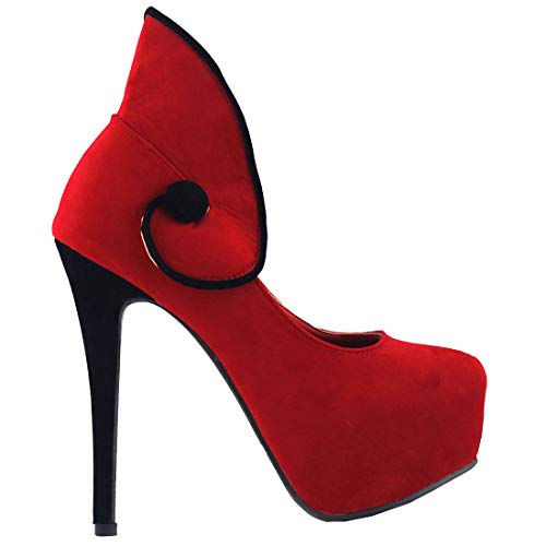 SHOW STORY Two Tone Button Curve Hidden Platform Stiletto High Heel Pump,LF80809