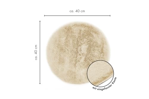 -LUXOR- living Sitzkissen Coste - Kunstfell Stuhlauflage als Deko Wohnzimmer oder Stuhlkissen - gemütliches Sitzkissen Stuhl Dekokissen 40 cm rund Beige 1 Stück